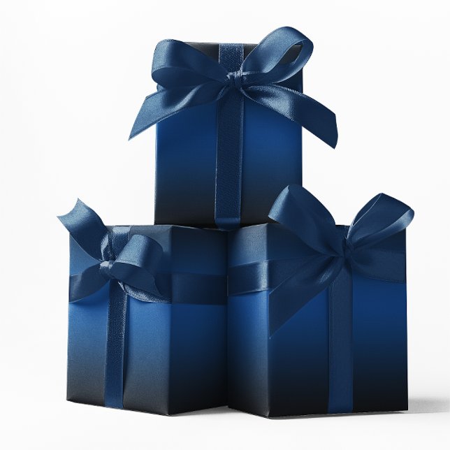Elegant Deep Blue and Black Ombre Presentpapper (Elegant Deep Blue and Black Ombre Wrapping Paper)