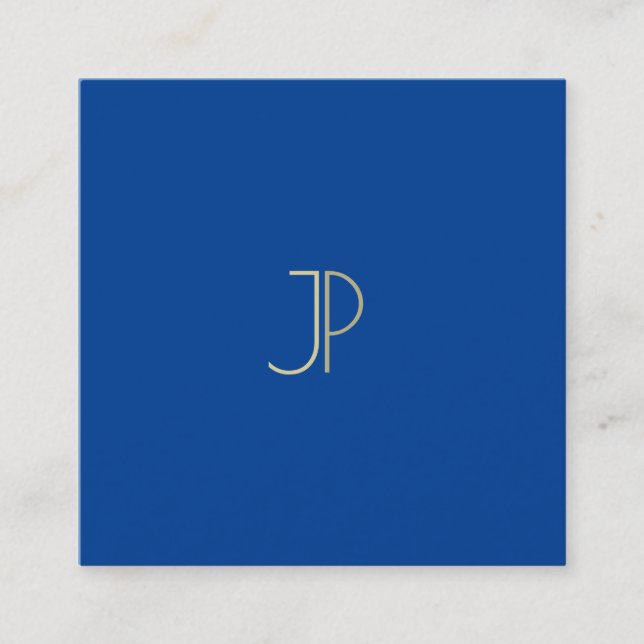 Elegant Deep Blue Modern Monogram Template Luxury Fyrkantigt Visitkort (Framsida)