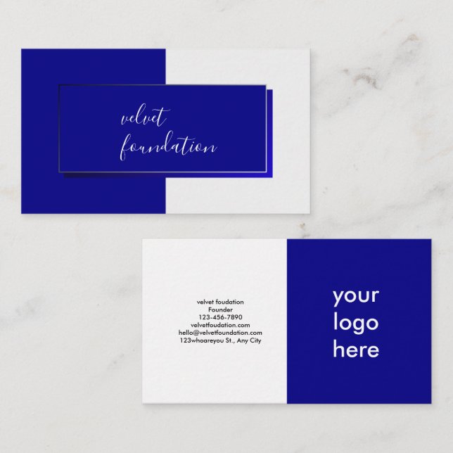 Elegant Deep Blue Modern Visitkort (Fram/baksida)