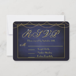 Elegant Deep Blue och Guld Glitter OSA kort