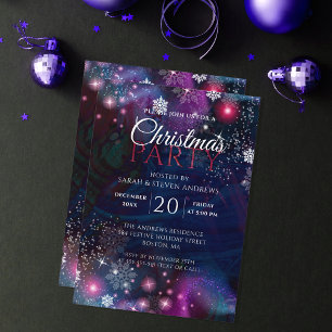 Elegant Deep Blue Rosa Winter Wonderland jul Inbjudningar