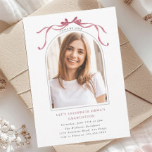 Elegant Deep Blush Bow Graduation Party Arch Photo