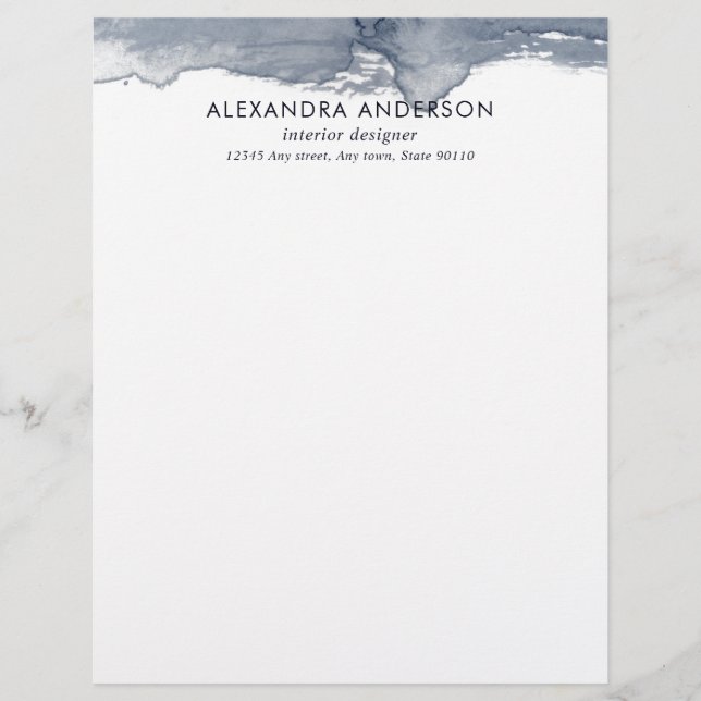 Elegant Deep Grått Watercolor Professionell Minima Brevhuvud (Framsida)