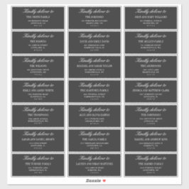 Elegant Deep Gray Wedding Guest Address Labels Klistermärken