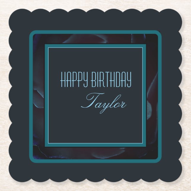 Elegant Deep Grönt Blommigt Design Dekorfärg Underlägg Papper (Framsida)