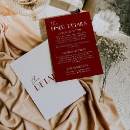 Elegant Deep Red Burgundy White wedding Details   Tilläggskort