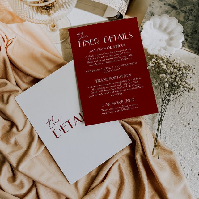 Elegant Deep Red Burgundy White wedding Details   Tilläggskort (Skapare uppladdad)