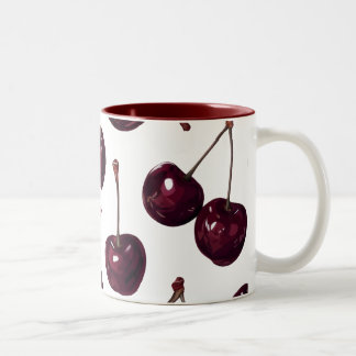 Elegant Deep Red Cherry Pattern Two-Tone  Mug Två-Tonad Mugg