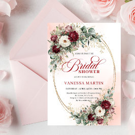 Elegant Deep Red Eucalyptus Bridal Shower Invite Inbjudningar