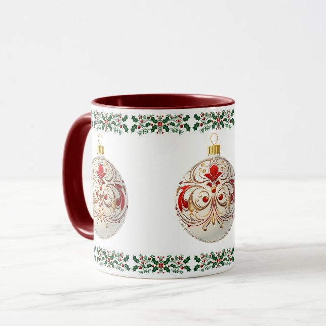 Elegant dekorativ botanisk christmas boll mugg (Framsida vänster)