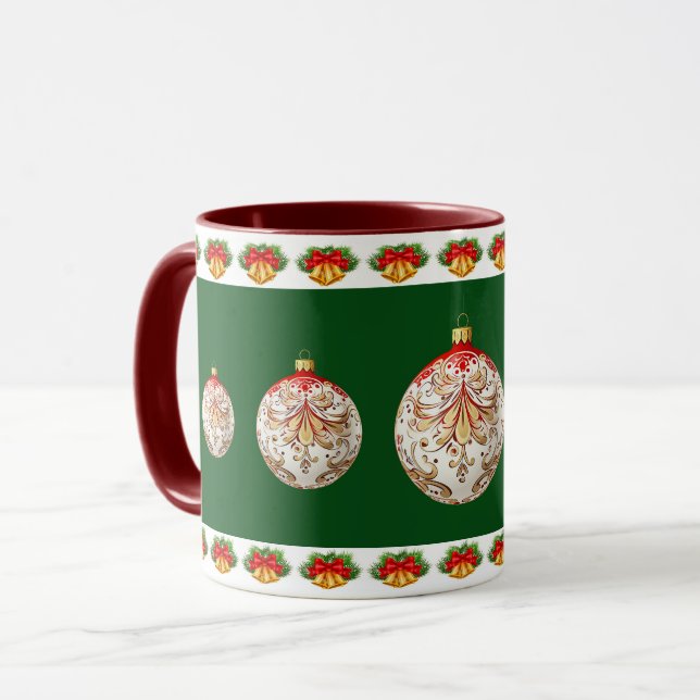 Elegant dekorativ botanisk jul jul mugg (Framsida vänster)