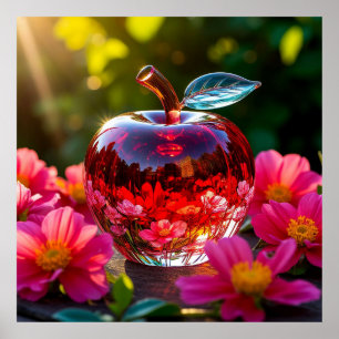 Elegant dekorativ glasäpple poster