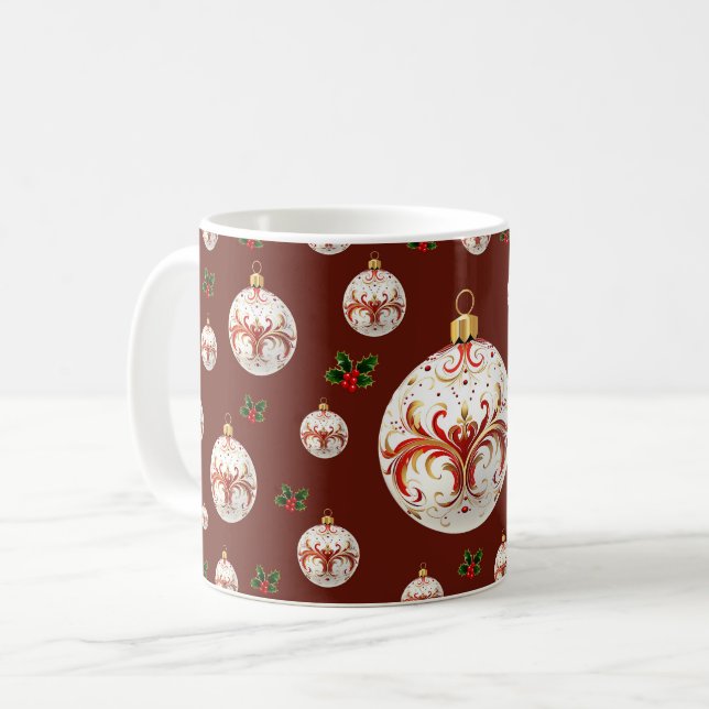 Elegant dekorativ jul jul kaffemugg (Framsida vänster)