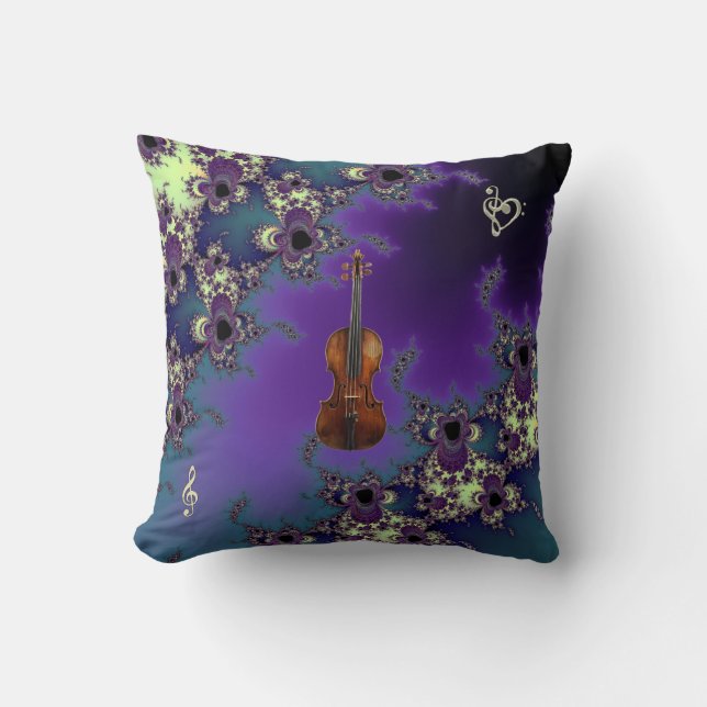 Elegant dekorativ kudde för fiolFractalmusik (Framsida)