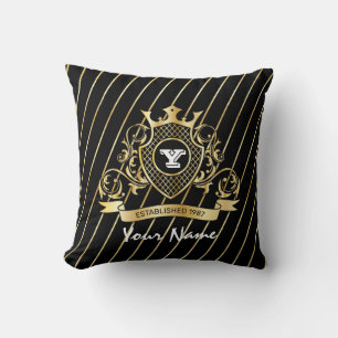Elegant Dekorativ kudde med Guld Monogram