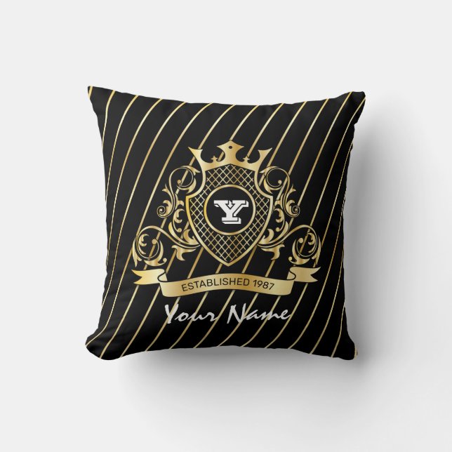 Elegant Dekorativ kudde med Guld Monogram (Framsida)