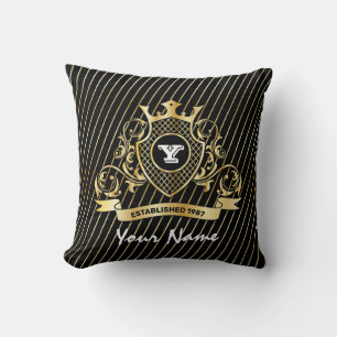 Elegant Dekorativ kudde med Guld Monogram