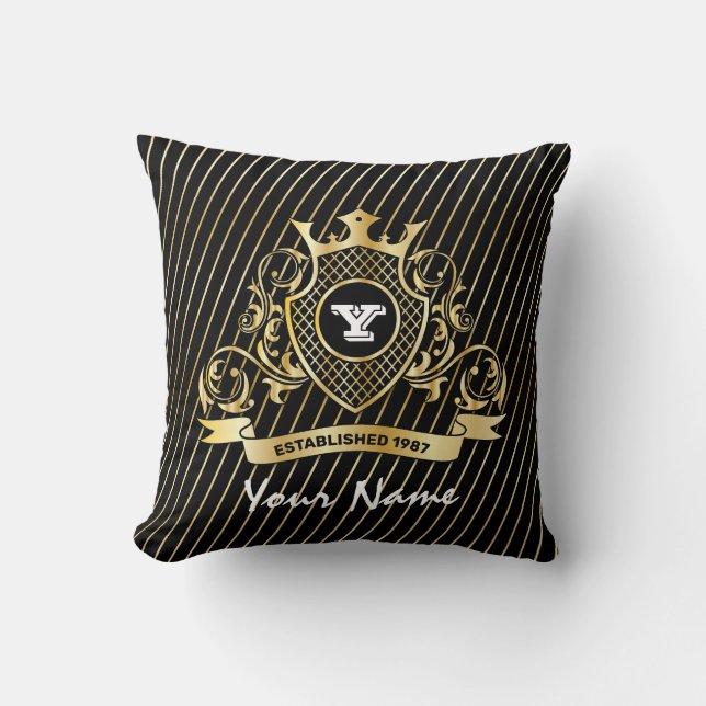 Elegant Dekorativ kudde med Guld Monogram (Framsida)