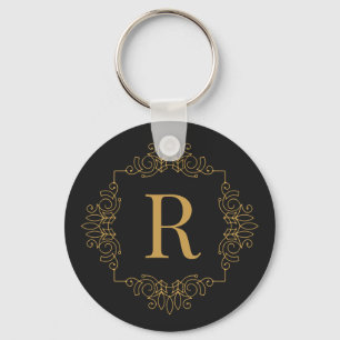 Elegant Dekorerad Golden SF Monogrammad Nyckelring