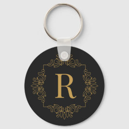 Elegant Dekorerad Golden SF Monogrammed Nyckelring