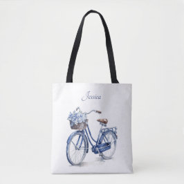 Elegant Delft Blå Blommig Cykel Personlig Tygkasse