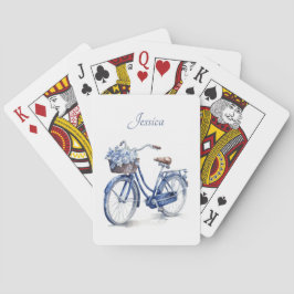 Elegant Delft Blå Blommig Personlig Casinokort