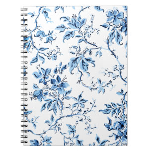 Elegant Delft Blue och White Blommigt Anteckningsbok