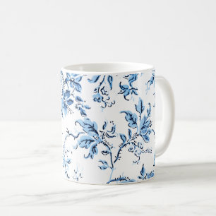 Elegant Delft Blue och White Blommigt Kaffemugg