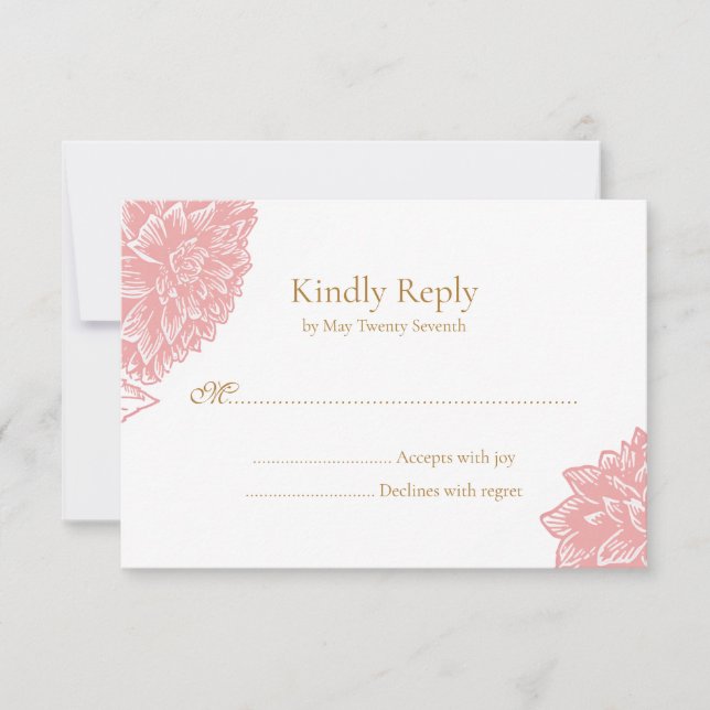Elegant Delicate Dusty Pink Floral Wedding  OSA Kort (Framsida)