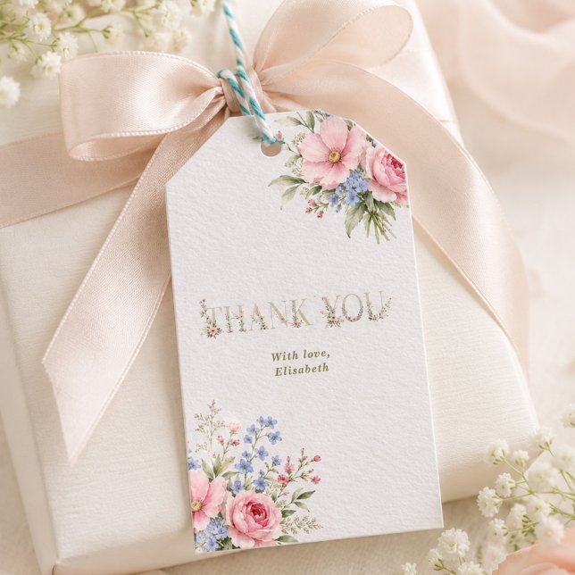 elegant delikat blomster vår BRUD tack Presentetikett (Skapare uppladdad)