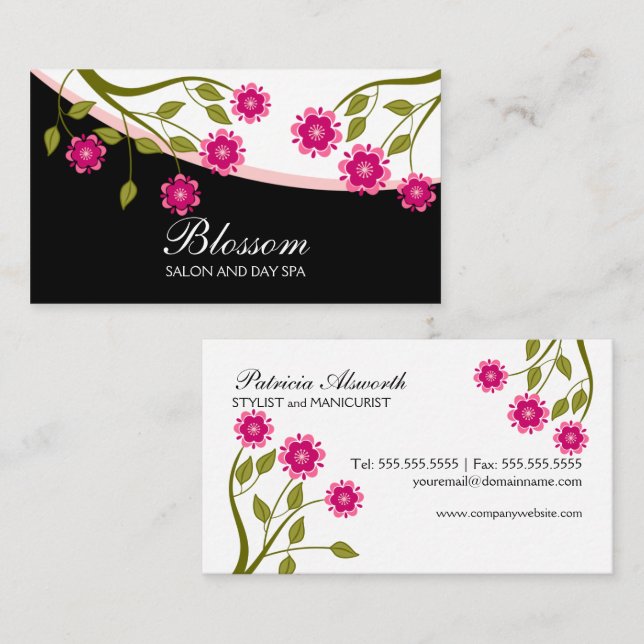 Elegant delikat blomster visitkort (Fram/baksida)
