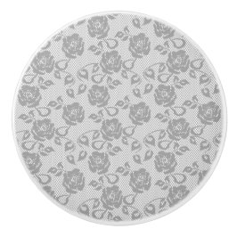 Elegant Delikat Ivory Grått Blommigt Snöre Mönster Knopp