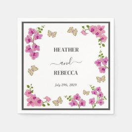 Elegant Delikat Lila Orchids Bohemian Bröllop Pappersservett