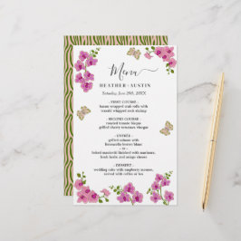 Elegant Delikat Lila Orchids Bröllop Menu Brevpapper