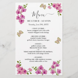 Elegant Delikat Lila Orchids Bröllop Menu Brevpapper