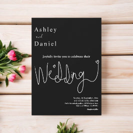 Elegant delikat svart och vit modern bröllopsfest inbjudningar