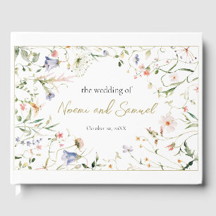 Elegant Delikat Watercolor Wildblomma Bröllop Gästböcker