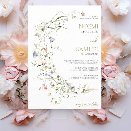 Elegant Delikat Watercolor Wildblomma Bröllop Inbjudningar