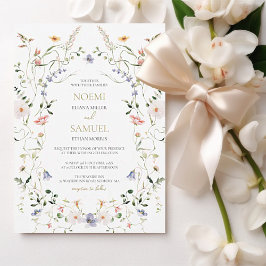 Elegant Delikat Watercolor Wildblomma Bröllop Inbjudningar