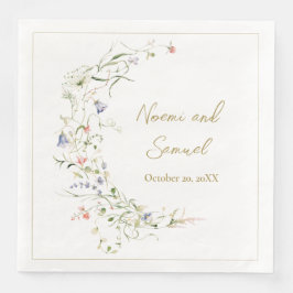 Elegant Delikat Watercolor Wildblomma Bröllop Pappersservett