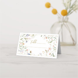Elegant Delikat Watercolor Wildblomma Bröllop Placeringskort