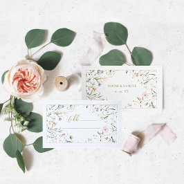 Elegant Delikat Watercolor Wildblomma Bröllop Placeringskort