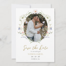 Elegant Delikat Watercolor Wildblomma Bröllop Spara Datumet