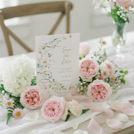 Elegant Delikat Watercolor Wildblomma Bröllop Spara Datumet