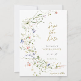 Elegant Delikat Watercolor Wildblomma Bröllop Spara Datumet