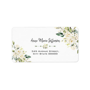 Elegant Delikat White Cream Blommigt Bröllop Adressetikett