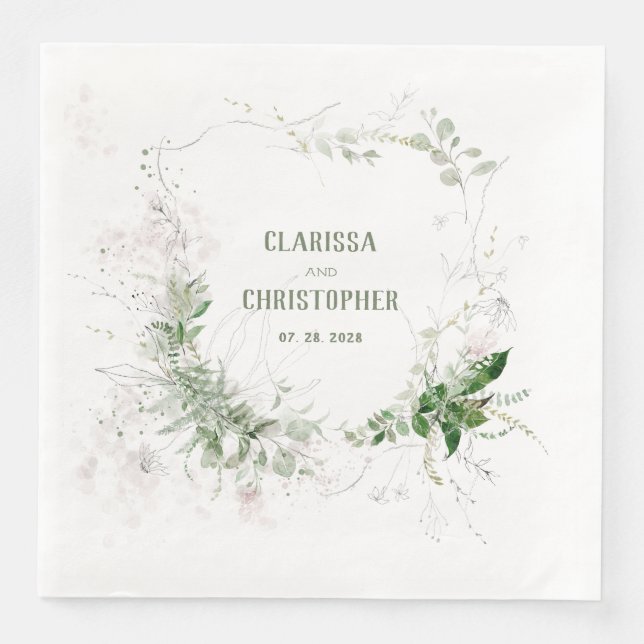 Elegant Delikat Wispy  & Greenery WAN 2 Pappersservett (Framsida)
