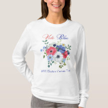 Elegant Democratic VOTE BLUE Womens Blommigt
