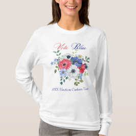 Elegant Democratic VOTE BLUE Womens Blommigt T Shirt