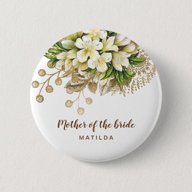 Elegant, den moderna blommigten guld budens mamma knapp (Framsida)